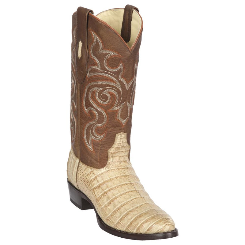 Los Altos Boots Mens #65G8251 Round Toe | Genuine Caiman Belly Boots Handcrafted | Color Honey | Greasy Finish