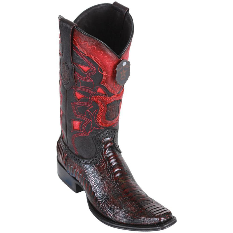 Los Altos Boots Mens #760518 European Square Toe | Genuine Ostrich Leg Boots | Color Black Cherry
