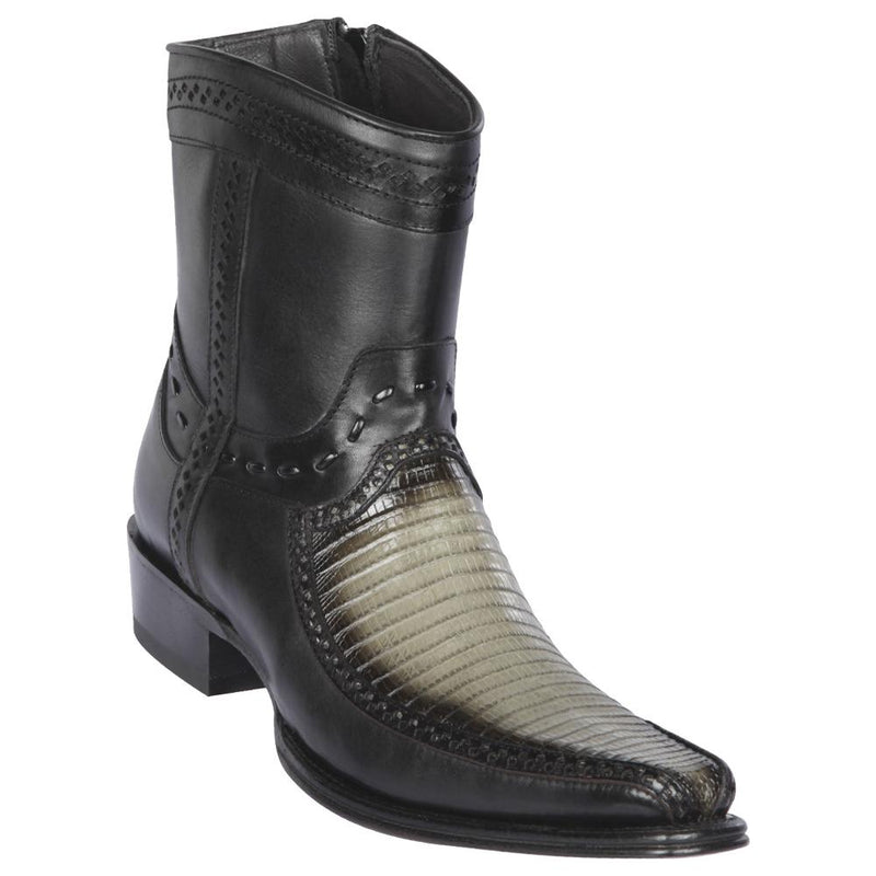 Los Altos Boots Mens #76BF0738 Low Shaft European Square Toe | Genuine Teju And Deer Boots | Color Faded Gray