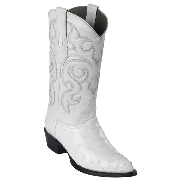 Los Altos Boots Mens #990328 J Toe | Genuine Full Quill Ostrich Boots | Color White