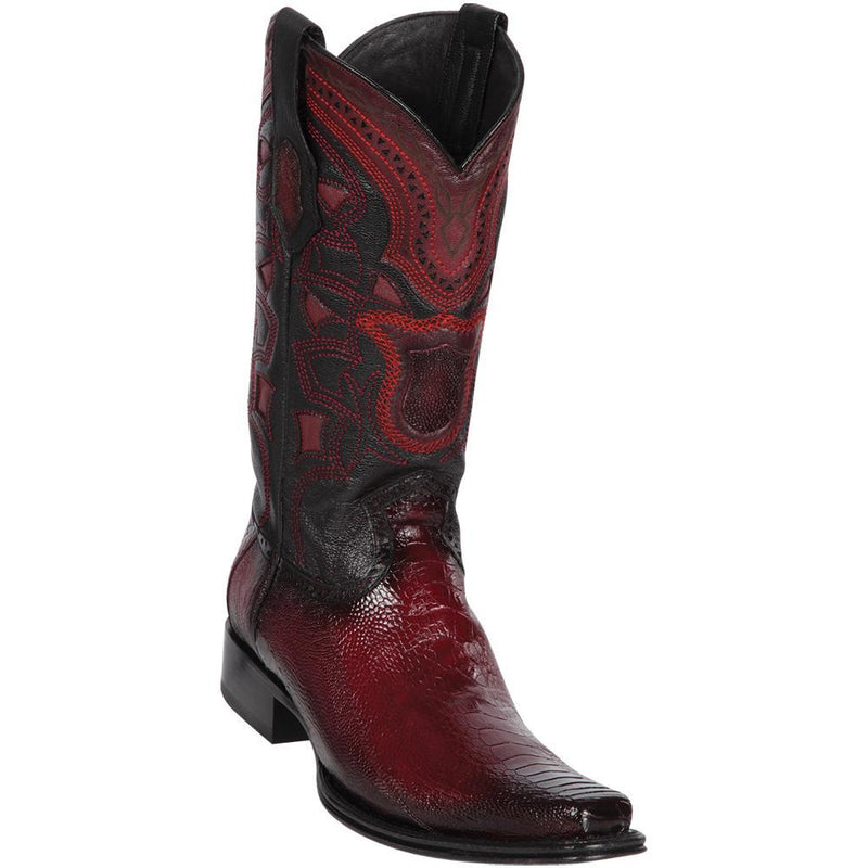Los Altos Boots Mens #760543 European Square Toe | Genuine Ostrich Leg Boots | Color Faded Burgundy