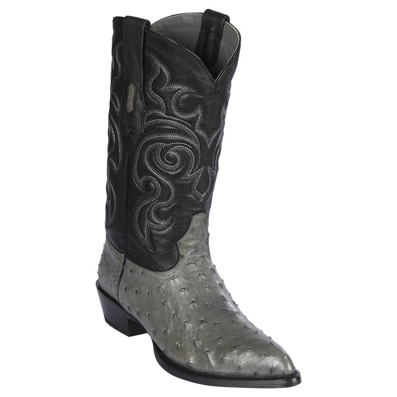 Los Altos Boots Mens #990309 J Toe | Genuine Full Quill Ostrich Boots | Color Gray