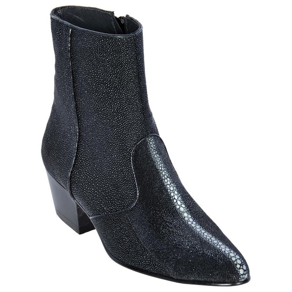 Los Altos Boots Mens #631105 Ankle Boot W/Zipper | Genuine Stingray Leather Boots | Color Black