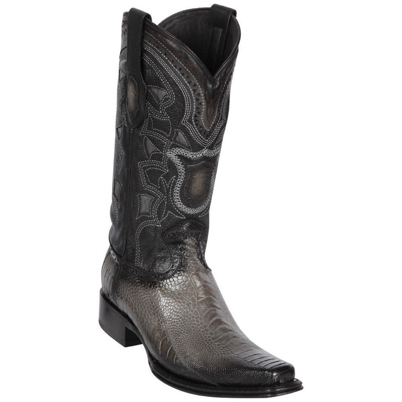 Los Altos Boots Mens #760538 European Square Toe | Genuine Ostrich Leg Boots | Color Faded Gray