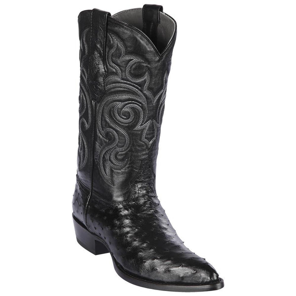 Los Altos Boots Mens #990305 J Toe | Genuine Full Quill Ostrich Boots | Color Black