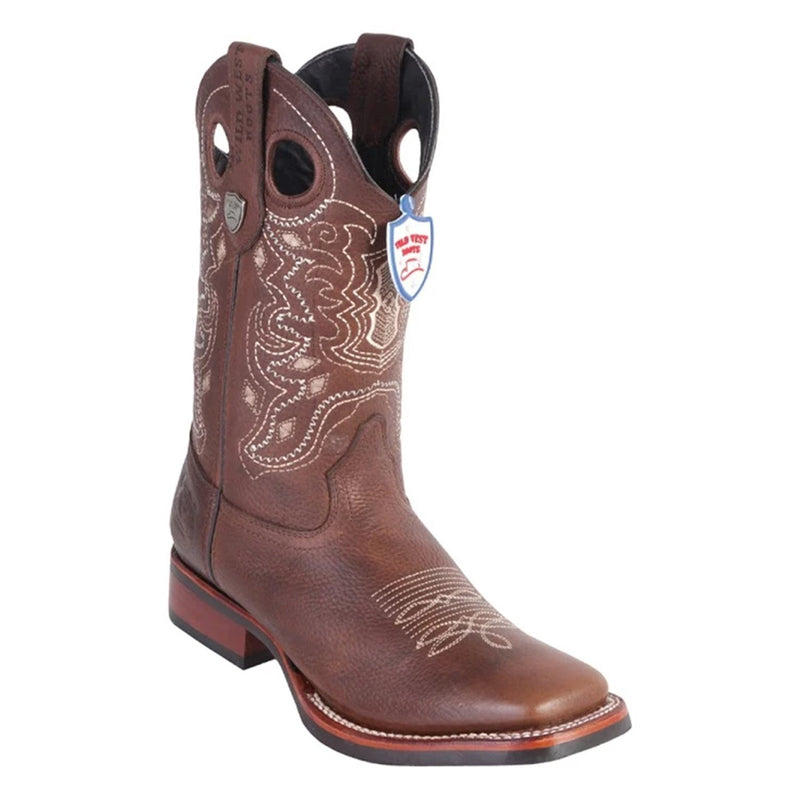 Wild West 28252707 Men's | Color Brown | Men's Wild West Boots With Rubber Sole Genuine Leather Square Toe Handcrafted
