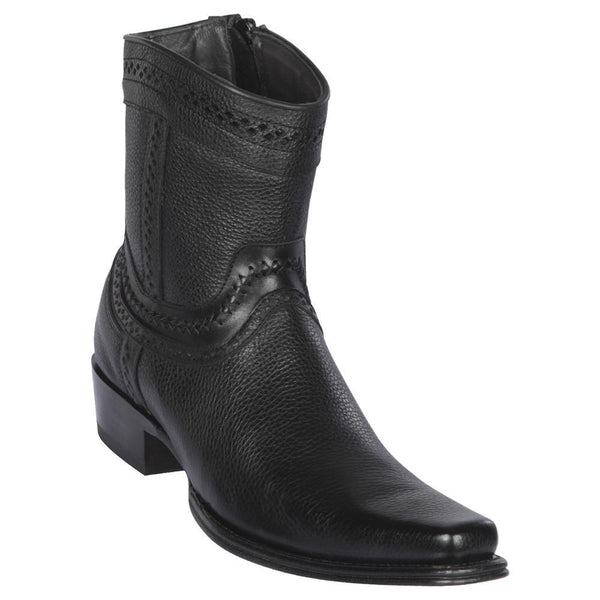 Los Altos Boots Mens #76B2705 Low Shaft European Square Toe | Genuine Grisly Leather Boots | Color Black