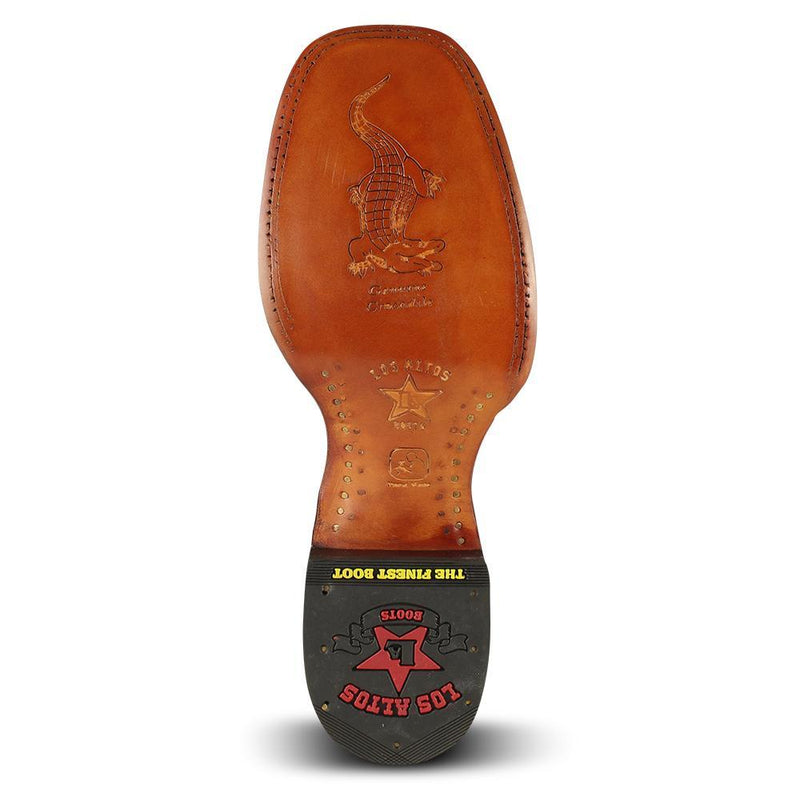 Los Altos Boots Mens #8225803 Wide Square Toe | Genuine  American Alligator skin Boots | Color Cognac