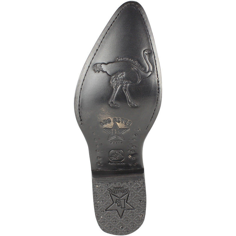 Los Altos Boots Mens #990318 J Toe | Genuine Full Quill Ostrich Boots | Color Black Cherry