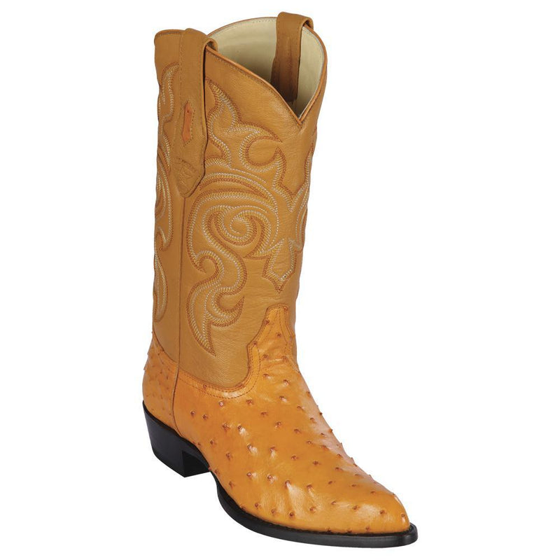 Los Altos Boots Mens #990302 J Toe | Genuine Full Quill Ostrich Boots | Color Buttercup