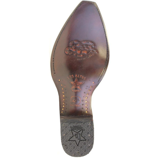 Los Altos Boots Mens #945785 Snip Toe | Genuine Python Snakeskin Boots | Color Rustic Brown