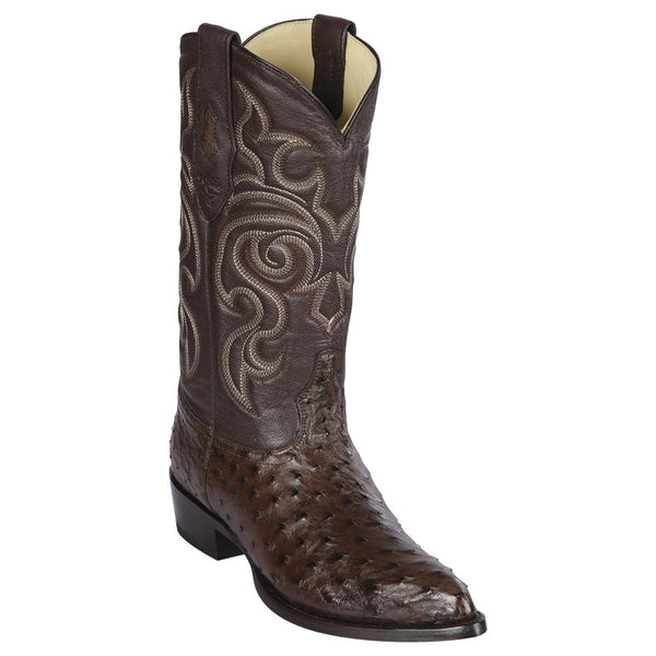 Los Altos Boots Mens #990307 J Toe | Genuine Full Quill Ostrich Boots | Color Brown