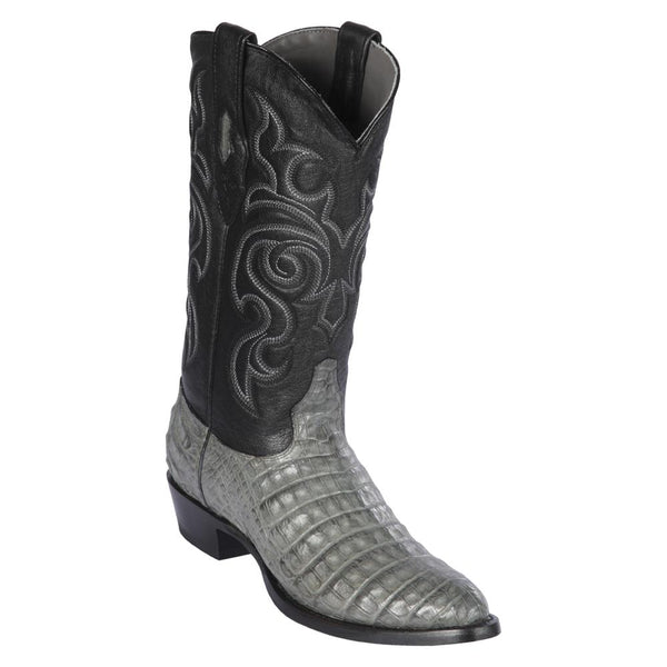 Los Altos Boots Mens #658209 Round Toe | Genuine Caiman Belly Boots Handcrafted | Color Gray