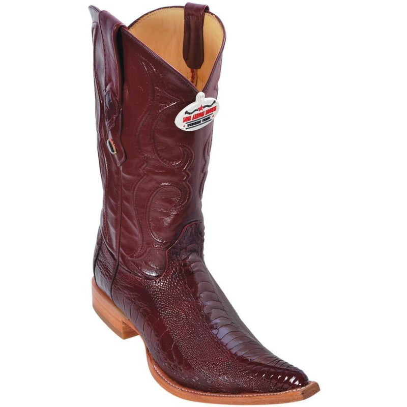 Los Altos Boots Mens #950506 3X Toe | Genuine Ostrich Leg Leather Boots | Color Burgundy