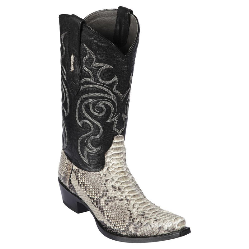 Los Altos Boots Mens #945749 Snip Toe | Genuine Python Snakeskin Boots | Color Natural