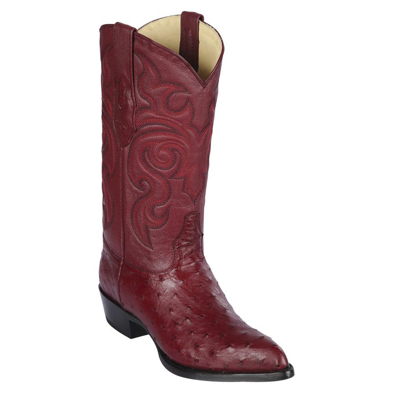 Los Altos Boots Mens #990306 J Toe | Genuine Full Quill Ostrich Boots | Color Burgundy