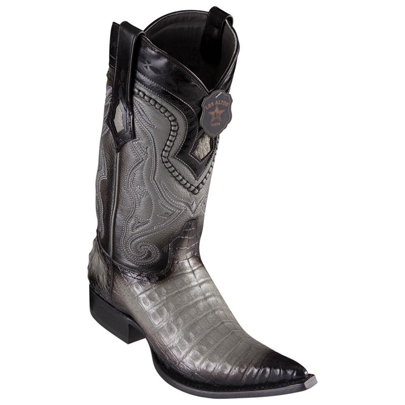 Los Altos Boots Mens #9538238 3X Toe | Genuine Caiman Belly Leather Boots | Color Faded Gray