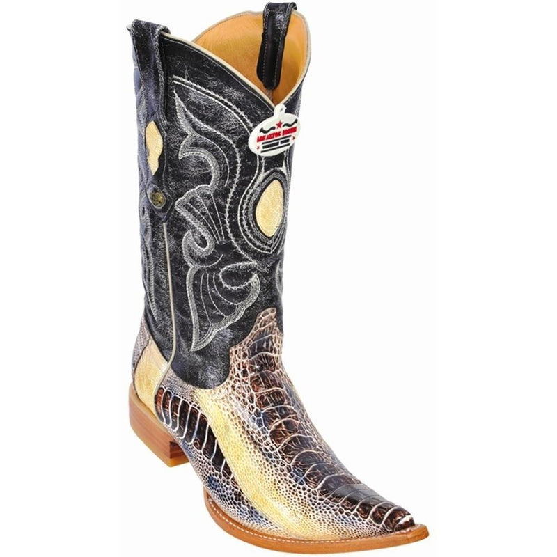 Los Altos Boots Mens #950549 3X Toe | Genuine Ostrich Leg Leather Boots | Color Natural