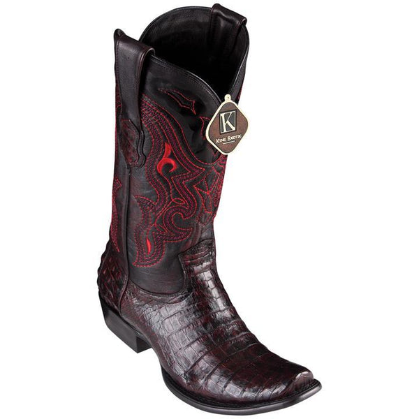 Men's King Exotic Caiman Belly Boots Dubai Toe Handcrafted Black Cherry (4798218)