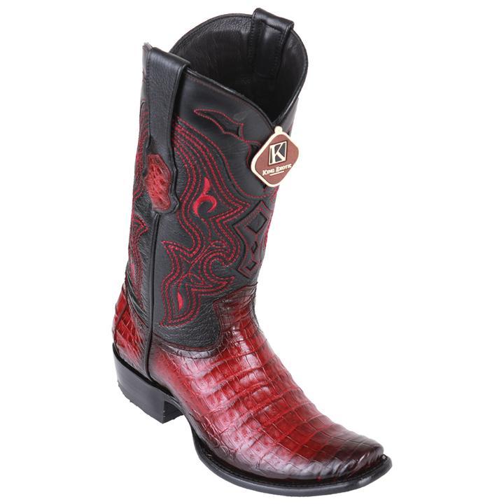 Men's King Exotic Caiman Belly Boots Dubai Toe Handcrafted Faded Burgundy (4798243)