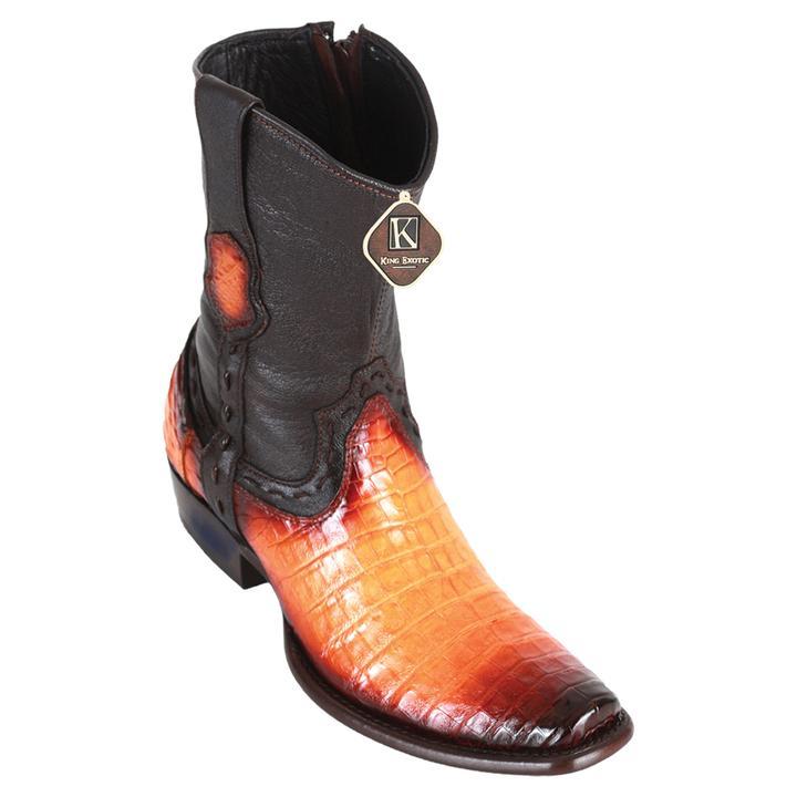 Men's King Exotic Caiman Belly Boots Dubai Toe Handcrafted Faded Buttercup(479B8201)