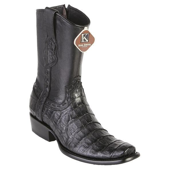 Men's King Exotic Fuscus Caiman Belly Boots With Inside Zipper Black (479B8205)