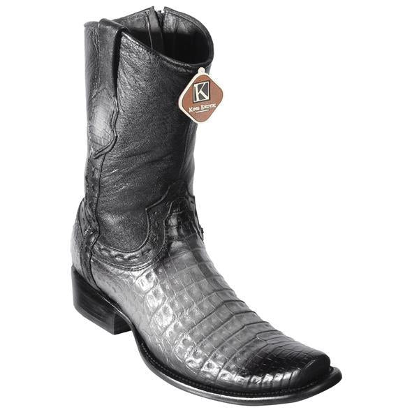 Men's King Exotic Fuscus Caiman Belly Boots With Inside Zipper Handcrafted Faded Gray  (479B8238)