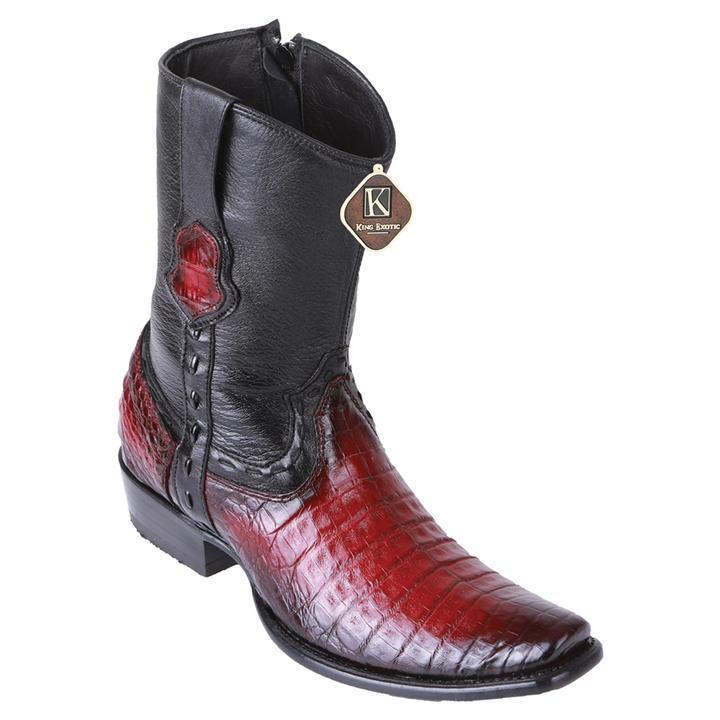Men's King Exotic Caiman Belly Boots Dubai Toe Handcrafted Faded Burgundy (479B8243)