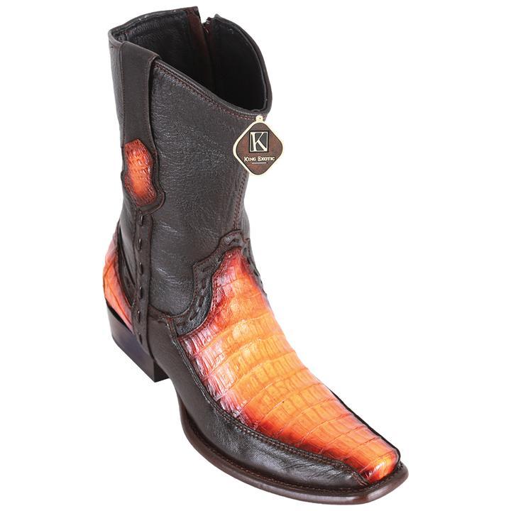 Men's King Exotic Caiman Belly Boots With Deer Dubai Toe Handmade Faded Buttercup(479BF8201)