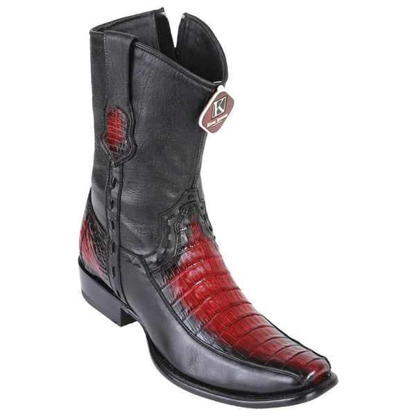 Men's King Exotic Caiman Belly Boots With Deer Dubai Toe Handmade  Faded Burgundy (479BF8243)