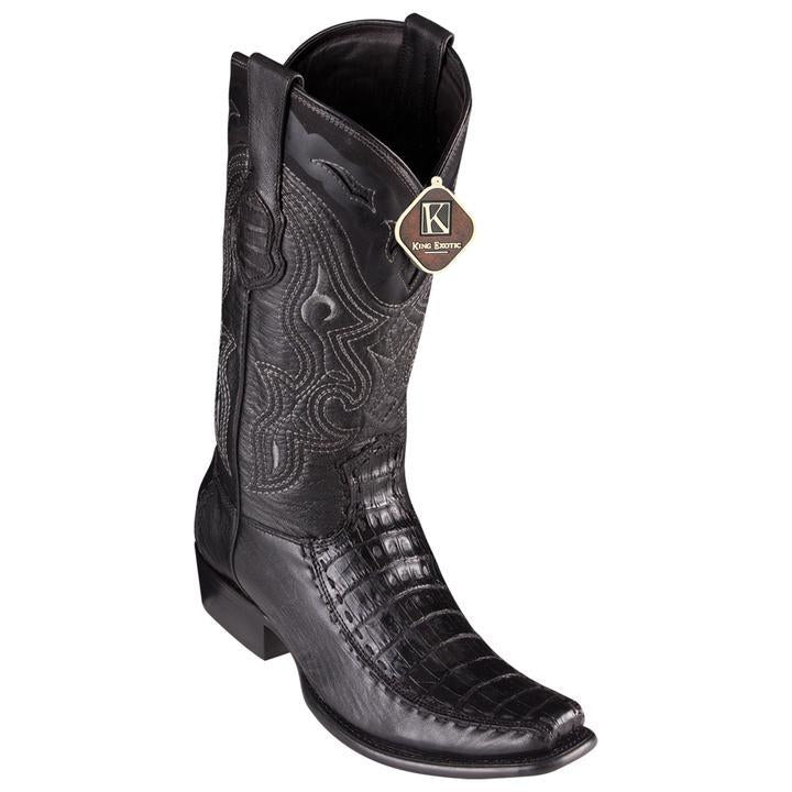 Men's King Exotic Caiman Belly Boots With Deer Dubai Toe Handcrafted Black (479F8205)