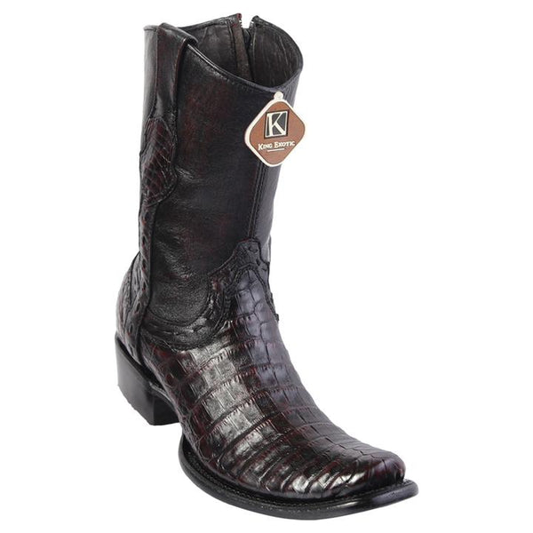 Men's King Exotic Caiman Belly Boots Dubai Toe Handcrafted Black Cherry (479B8218)
