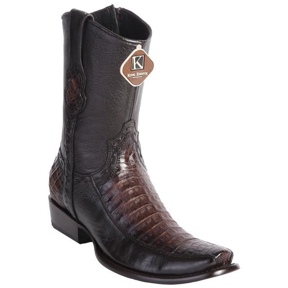 Men's King Exotic Fuscus Caiman Belly Boots With Inside Zipper Handcrafted Black (479BF8216)