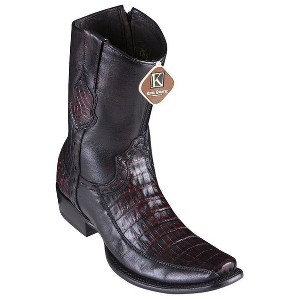 Men's King Exotic Caiman Belly Boots With Deer Dubai Toe Handmade  Black Cherry (479BF8218)