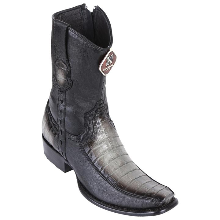 Men's King Exotic Caiman Belly Boots With Deer Dubai Toe Handmade  Faded Gray (479BF8238)