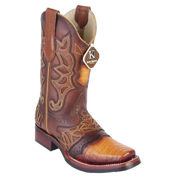 Men's King Exotic Caiman Belly Boots With Saddle Vamp Handmade Buttercup  (48118202)