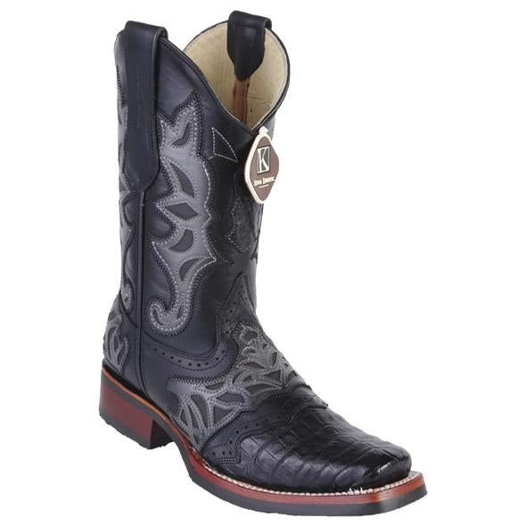 Men's King Exotic Caiman Belly Boots With Saddle Vamp Handmade Black (48118205)