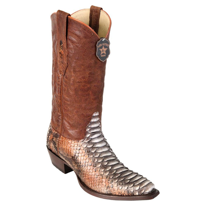 Los Altos Boots Mens #945788 Snip Toe | Genuine Python Snakeskin Boots | Color Rustic Cognac