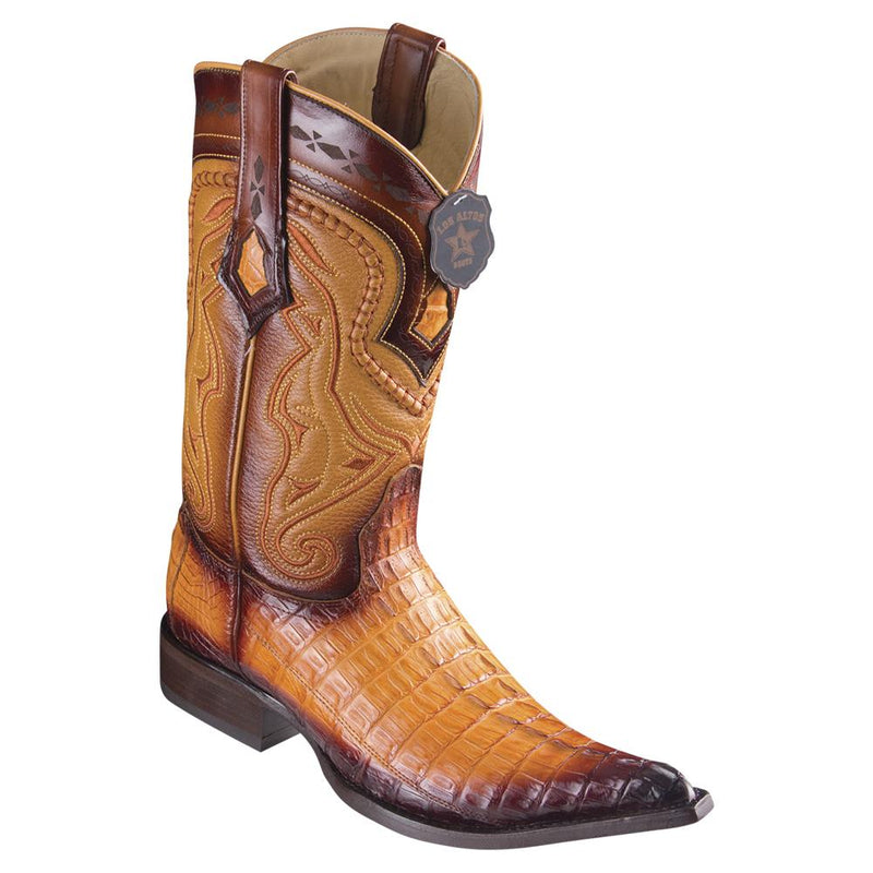 Los Altos Boots Mens #9530101 3X Toe | Genuine Caiman Belly Leather Boots | Color Faded Buttercup