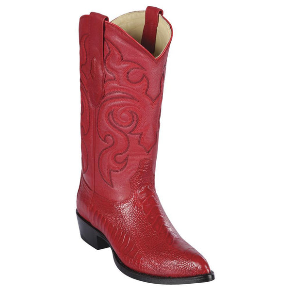 Los Altos Boots Mens #990512 J Toe | Genuine Ostrich Leg Boots | Color Red