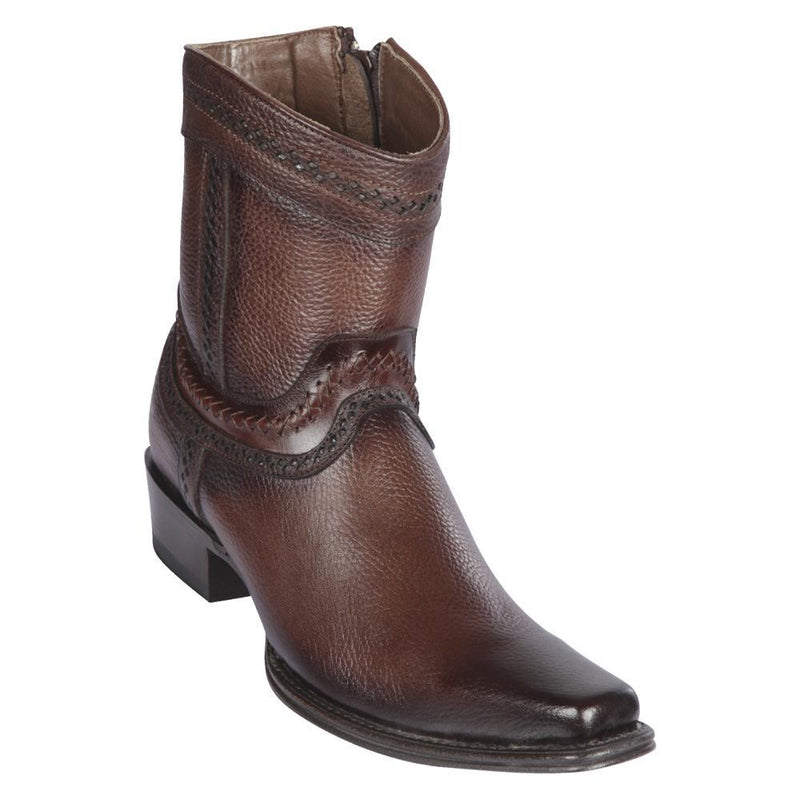 Los Altos Boots Mens #76B2716 Low Shaft European Square Toe | Genuine Grisly Leather Boots | Color Faded Brown