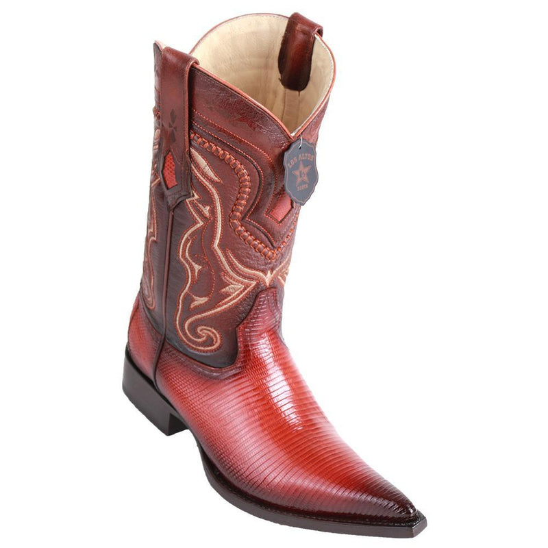 Los Altos Boots Mens #9530657 3X Toe | Genuine Lizard Leather Boots | Color Faded Cognac