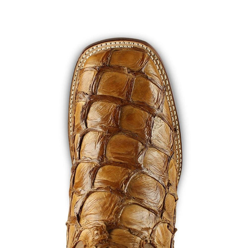 Los Altos Boots Mens #8221011 Wide Square Toe | Genuine Pirarucu Fish Boots | Color Oryx