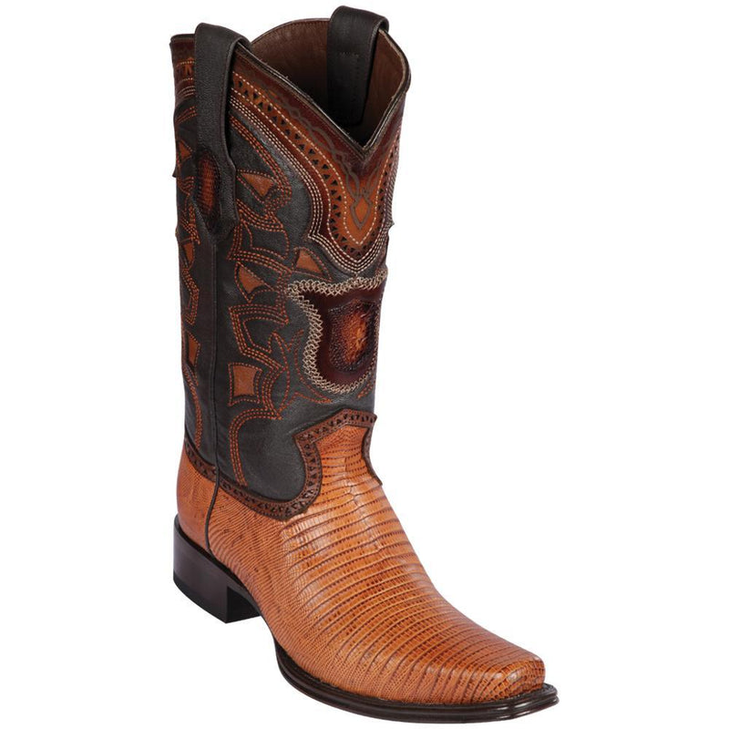 Los Altos Boots Mens #760751 European Square Toe | Genuine Teju Lizard Leather Boots | Color Honey