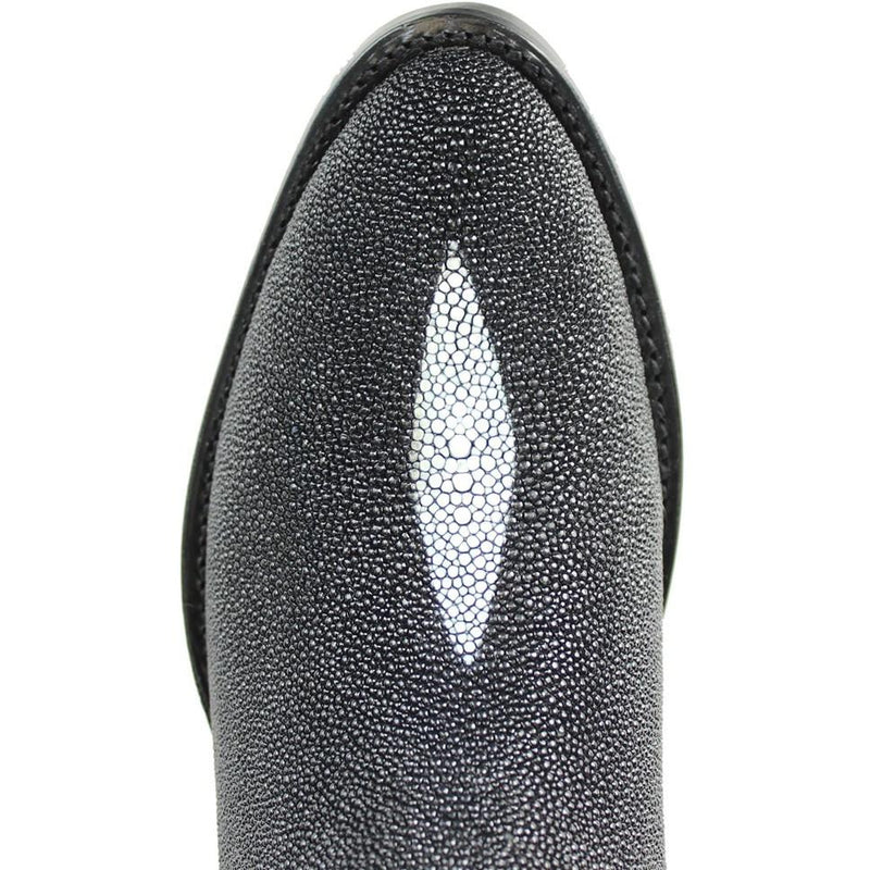 Los Altos Boots Mens #651205 Round Toe | Genuine Stingray Boots Full Single Stone Handmade | Color Black