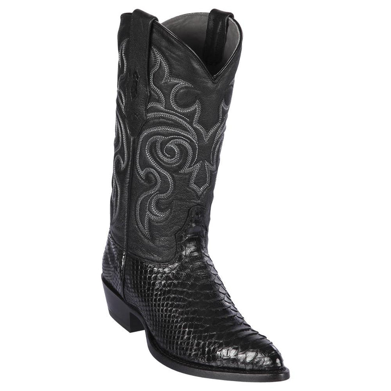Los Altos Boots Mens #995705 J Toe | Genuine Python Snakeskin Boots | Color Black