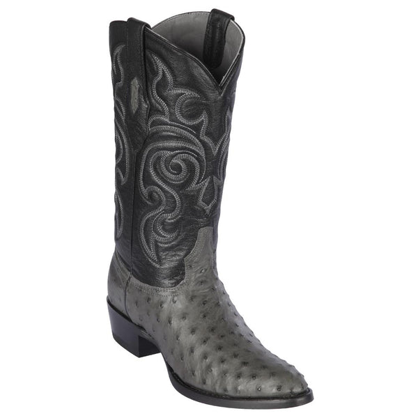 Los Altos Boots Mens #650309 Round Toe | Genuine Full Quill Ostrich  Boots Handmade | Color Gray