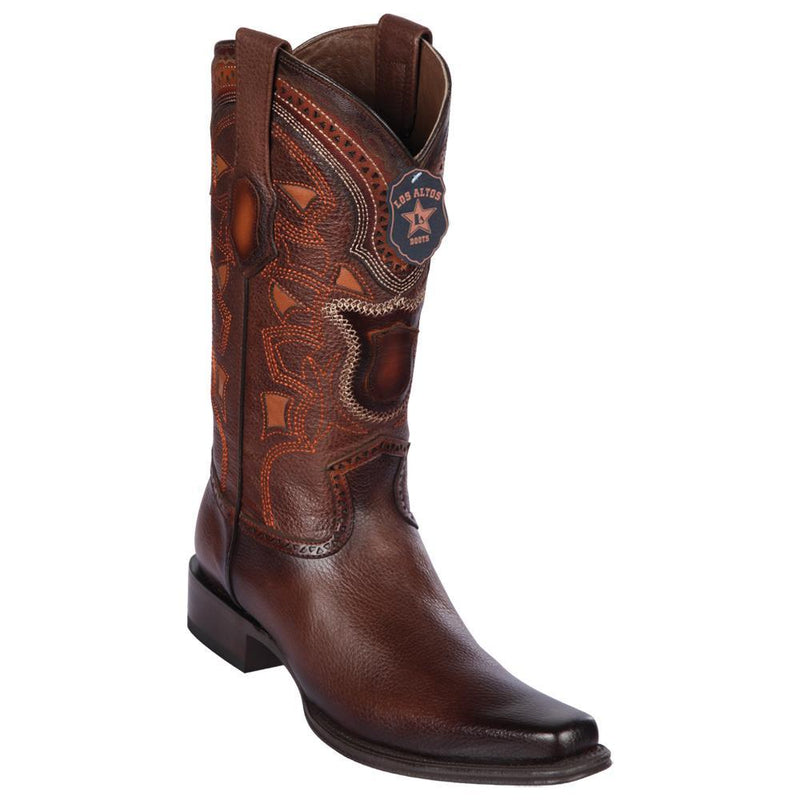 Los Altos Boots Mens #762716 European Square Toe | Genuine Grisly Boots | Color Faded Brown