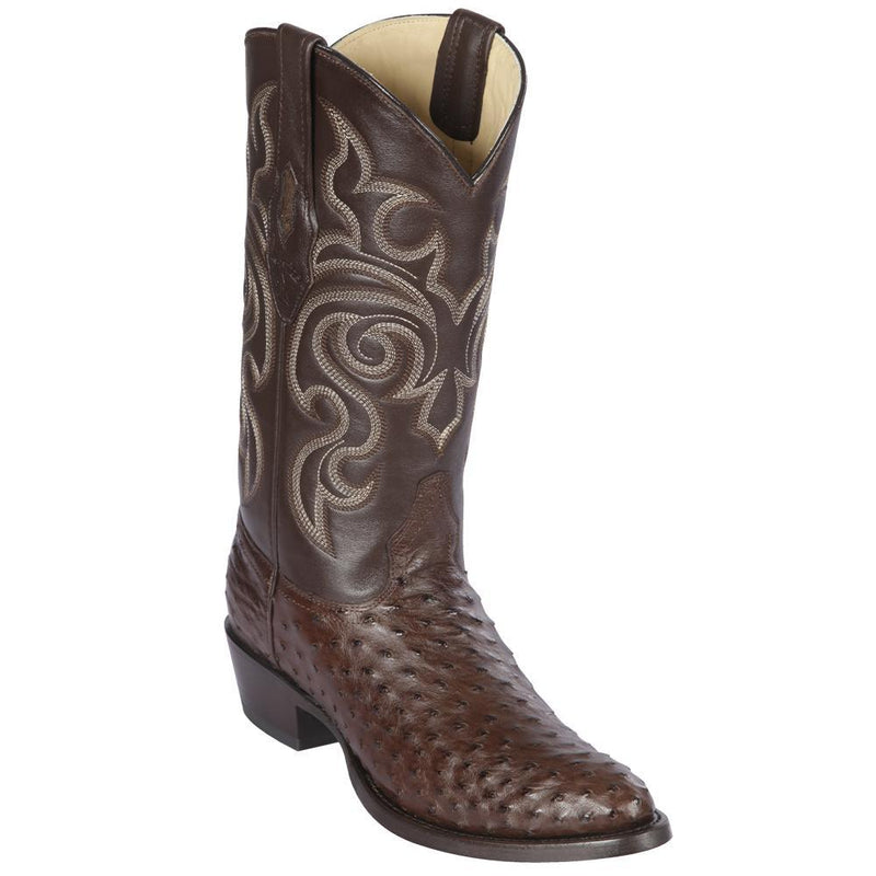 Los Altos Boots Mens #650307 Round Toe | Genuine Full Quill Ostrich  Boots Handmade | Color Brown