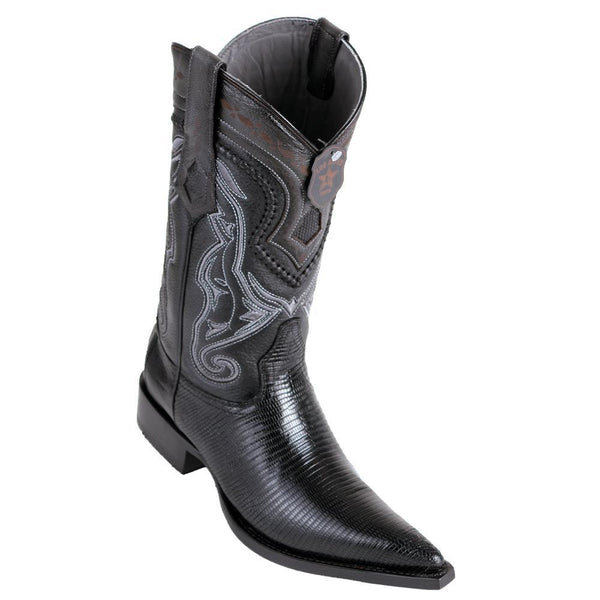 Los Altos Boots Mens #9530605 3X Toe | Genuine Lizard Leather Boots | Color Black